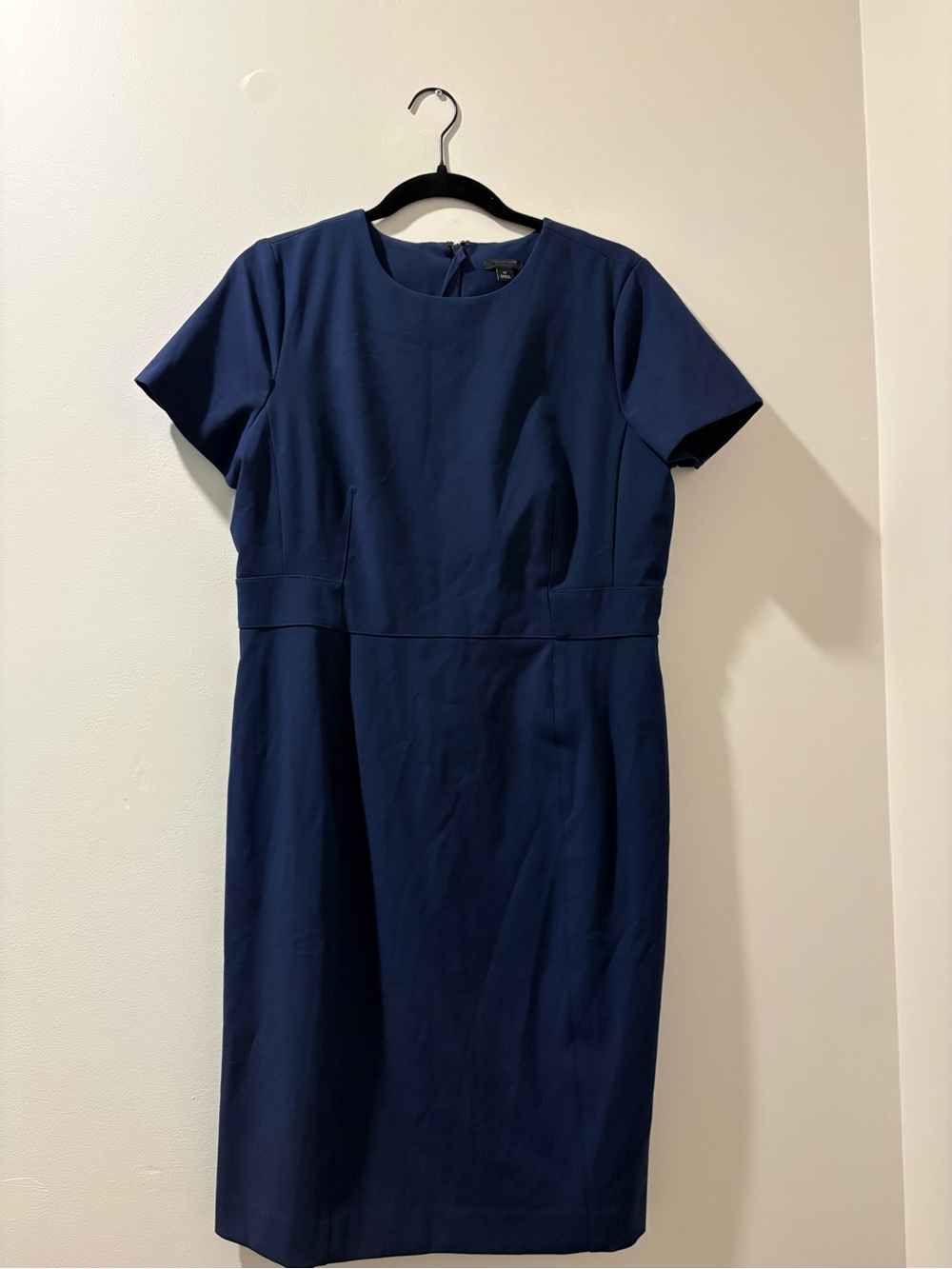 Classic Navy Short-Sleeve Sheath Dress